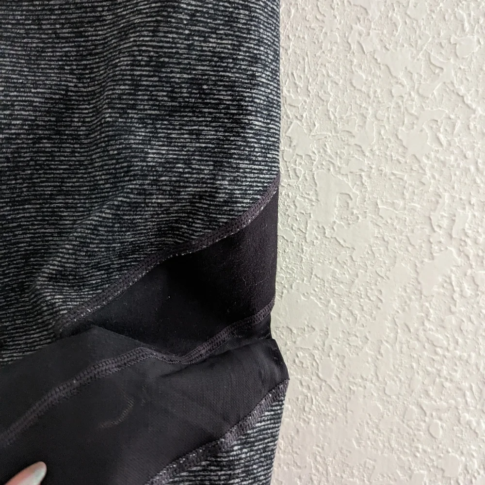 Zella X Nordstrom High Waisted Gray & Black Mesh Activewear Cropped Leggings - Picture 5 of 7